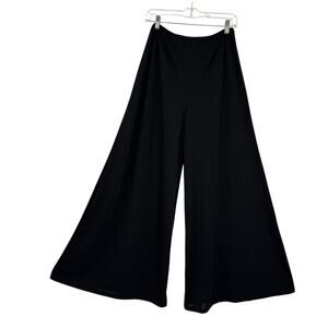Concert Black Womens Extra Wide Leg Pants size 8 Tall Knit Pull on Elastic